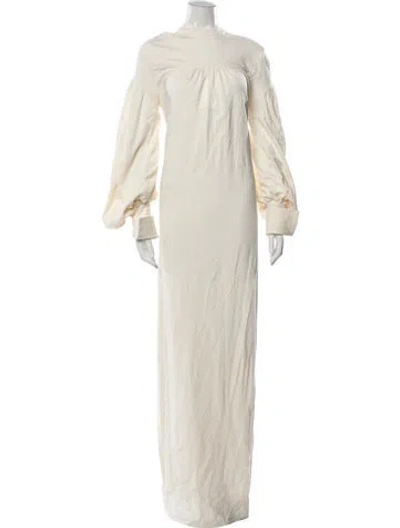 Pre-owned Rosie Assoulin Mock Neck Long Dress In Neutrals