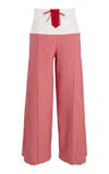 Rosie Assoulin Lace-up Jacquard Trousers In Red