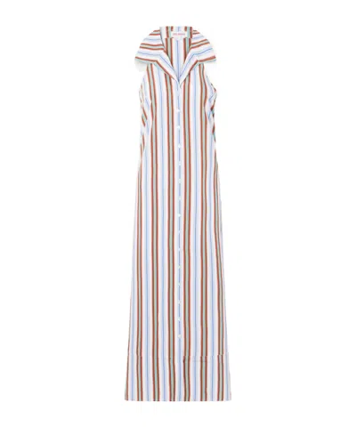 Rosie Assoulin Take It Or Sleeveless Poplin Midi Dress In Blue