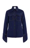 Rosie Assoulin Nouveau Western Cuff Cotton Top In Navy