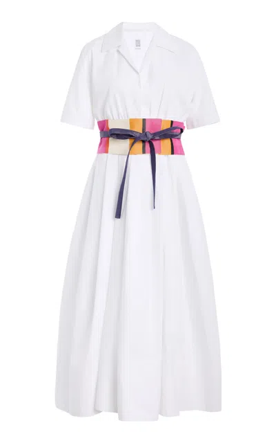 Rosie Assoulin Obi Cotton Midi Dress In White