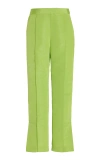 Rosie Assoulin Oboe Pintucked Silk Pants In Green