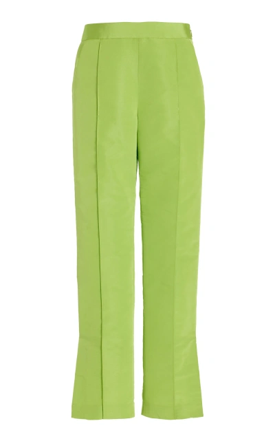 Rosie Assoulin Oboe Pintucked Silk Pants In Green