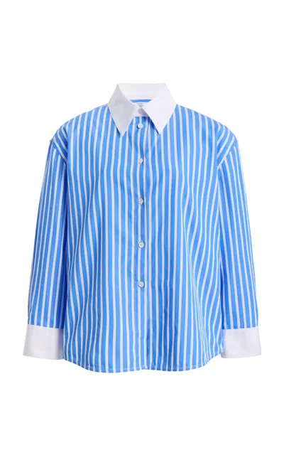 Rosie Assoulin Off The Cuff Poplin Top In Blue