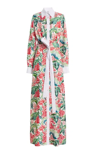 Rosie Assoulin Off The Cuff Silk Maxi Dress In Multi