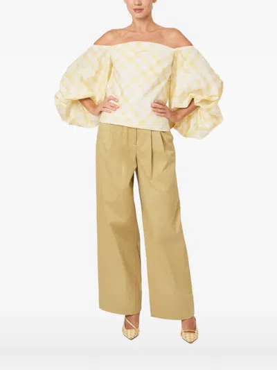 Rosie Assoulin Off-shoulder Plaid Top In Yellow
