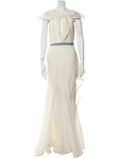 Pre-owned Rosie Assoulin Off-the-shoulder Long Dress In Neutrals