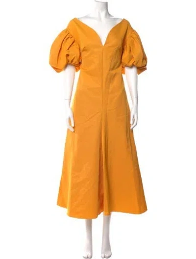 Pre-owned Rosie Assoulin Off-the-shoulder Long Dress In Yellow