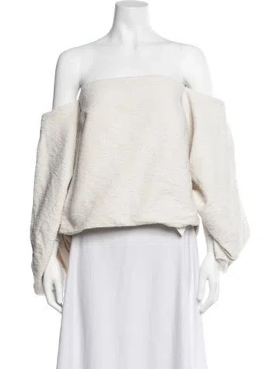 Pre-owned Rosie Assoulin Off-the-shoulder Long Sleeve Top In Neutrals