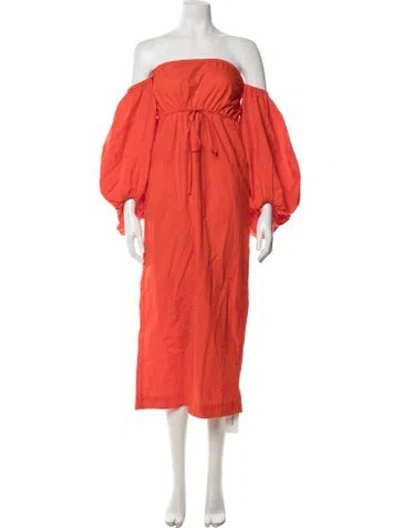 Pre-owned Rosie Assoulin Off-the-shoulder Midi Length Dress In Orange