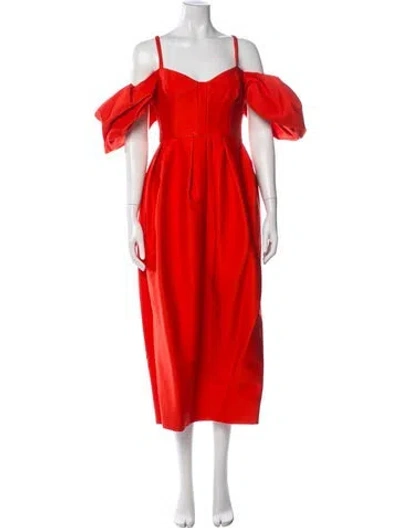 Pre-owned Rosie Assoulin Off-the-shoulder Midi Length Dress W/ Tags In Orange