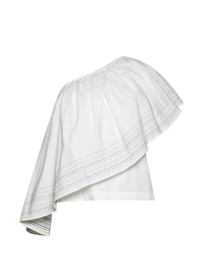 Rosie Assoulin One-shoulder Embroidered Top In White