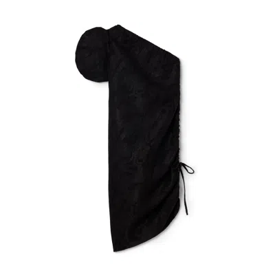 Rosie Assoulin One-shoulder Puff-sleeve Dress In Black
