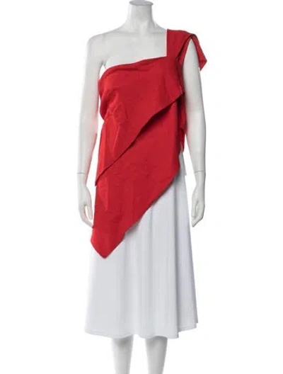 Pre-owned Rosie Assoulin One-shoulder Sleeveless Top In Red