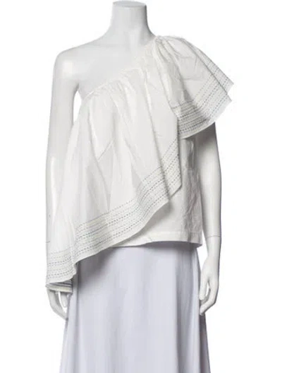 Pre-owned Rosie Assoulin One-shoulder Sleeveless Top In White