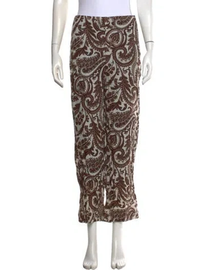 Pre-owned Rosie Assoulin Paisley Print Wide Leg Pants In Brown