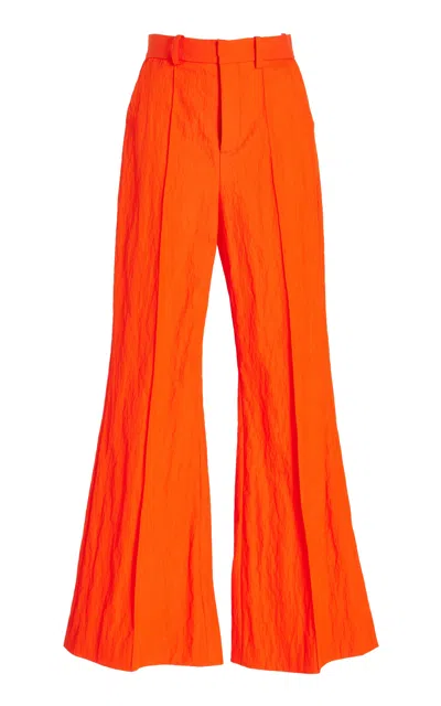 Rosie Assoulin Paneled & Piped Flare Pant In Orange