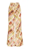 Rosie Assoulin Paneled & Piped Flare Pant In Plaid