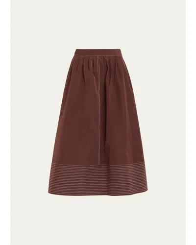Rosie Assoulin Paneled Hem Midi Skirt In Brown
