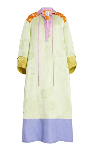 Rosie Assoulin Patchwork Tulip Caftan Midi Dress In Multi