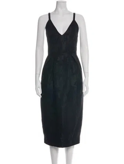 Pre-owned Rosie Assoulin Patterned Midi Length Dress In Green