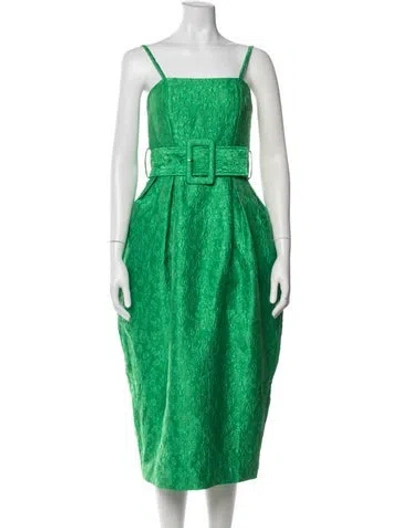 Pre-owned Rosie Assoulin Patterned Midi Length Dress In Green