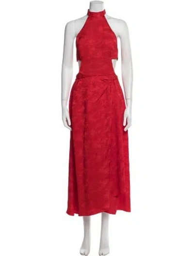Pre-owned Rosie Assoulin Patterned Midi Length Dress In Red