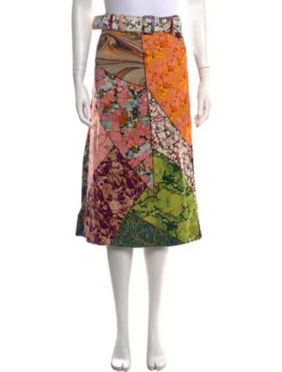 Pre-owned Rosie Assoulin Patterned Midi Length Skirt In Green