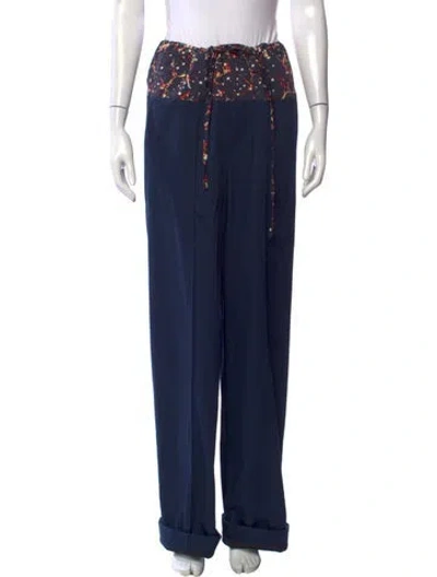 Pre-owned Rosie Assoulin Patterned Wide Leg Pants In Blue