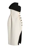 Rosie Assoulin Peep-lapel Cotton-blend Midi Dress In Ivory