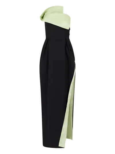 Rosie Assoulin Peep-lapel Slit Gown In Black