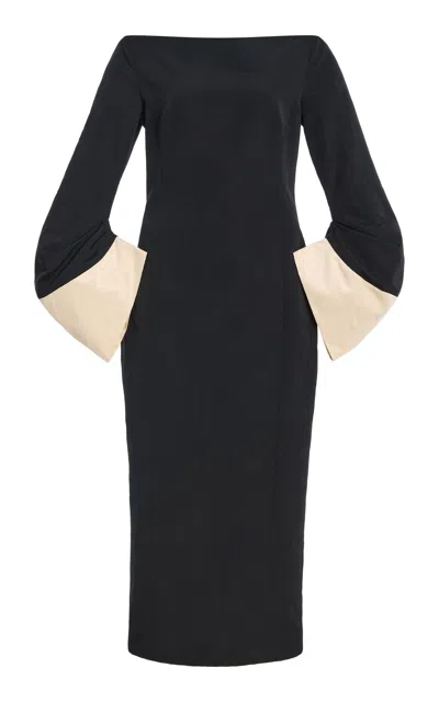 Rosie Assoulin Petit Dramatique Cotton-blend Midi Dress In Black