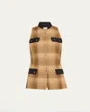 Rosie Assoulin Emotionally Vested Plaid Top In Brown