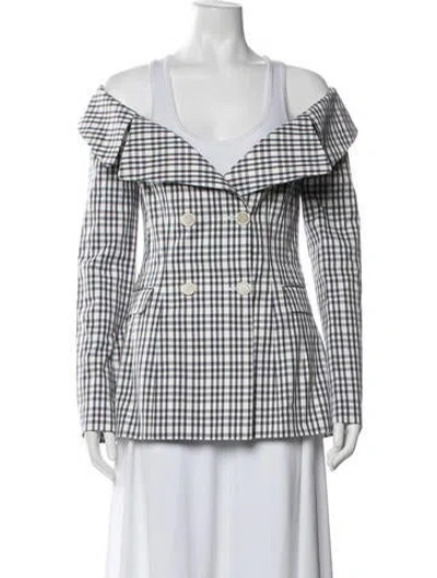 Pre-owned Rosie Assoulin Plaid Print Blazer In Blue