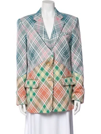 Pre-owned Rosie Assoulin Plaid Print Blazer In Multi