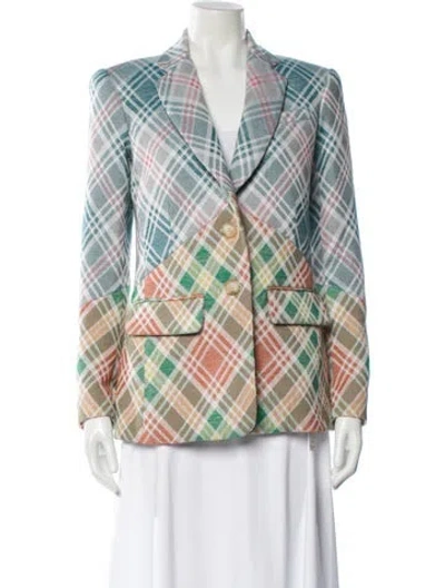 Pre-owned Rosie Assoulin Plaid Print Blazer In Multi