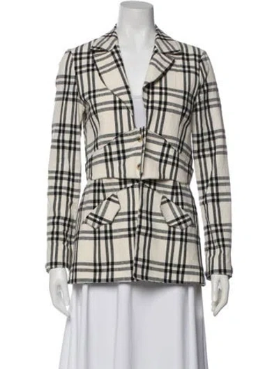 Pre-owned Rosie Assoulin Plaid Print Blazer In Neutral