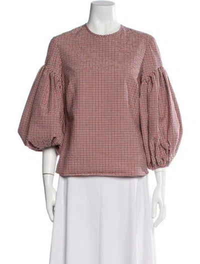 Pre-owned Rosie Assoulin Plaid Print Crew Neck Blouse In Multi