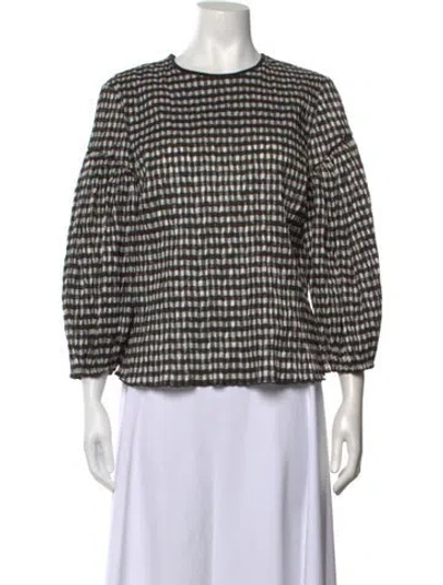 Pre-owned Rosie Assoulin Plaid Print Crew Neck Top In Black