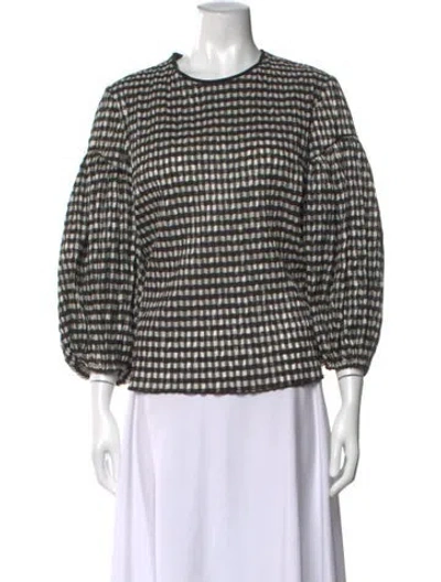 Pre-owned Rosie Assoulin Plaid Print Crew Neck Top In Multi