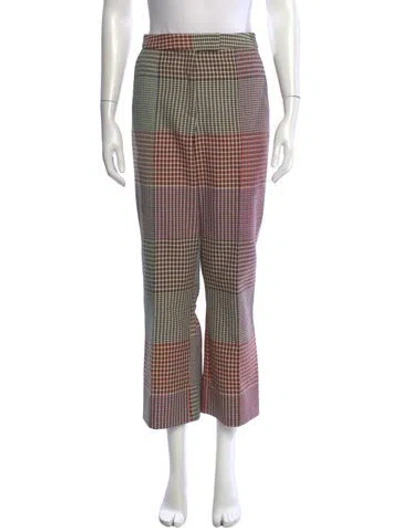 Pre-owned Rosie Assoulin Plaid Print Flared Pants In Brown