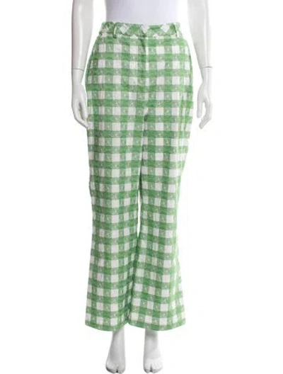 Pre-owned Rosie Assoulin Plaid Print Flared Pants W/ Tags In Green