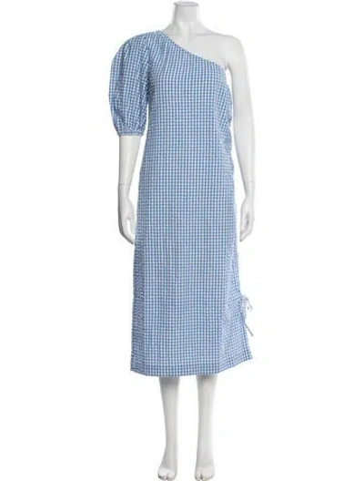 Pre-owned Rosie Assoulin Plaid Print Long Dress In Blue