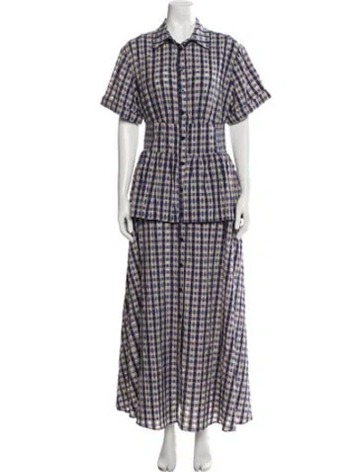 Pre-owned Rosie Assoulin Plaid Print Long Dress In Multicolor