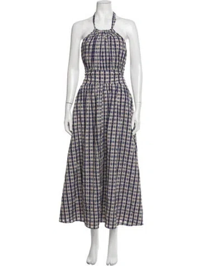 Pre-owned Rosie Assoulin Plaid Print Long Dress In Multicolor