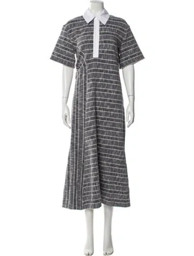 Pre-owned Rosie Assoulin Plaid Print Long Dress In Neutral