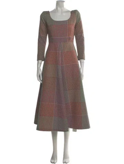Pre-owned Rosie Assoulin Plaid Print Long Dress In Red