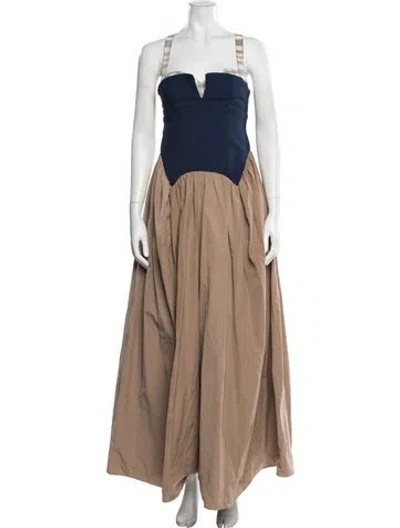 Pre-owned Rosie Assoulin Plaid Print Long Dress W/ Tags In Brown