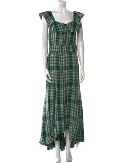 Pre-owned Rosie Assoulin Plaid Print Long Dress W/ Tags In Green