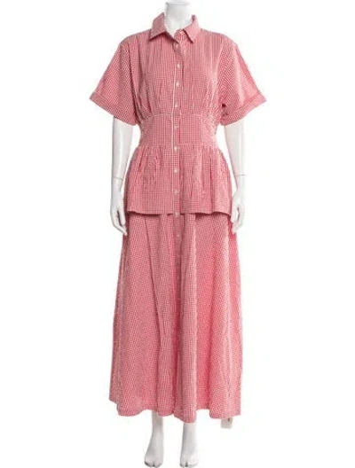 Pre-owned Rosie Assoulin Plaid Print Long Dress W/ Tags In Red